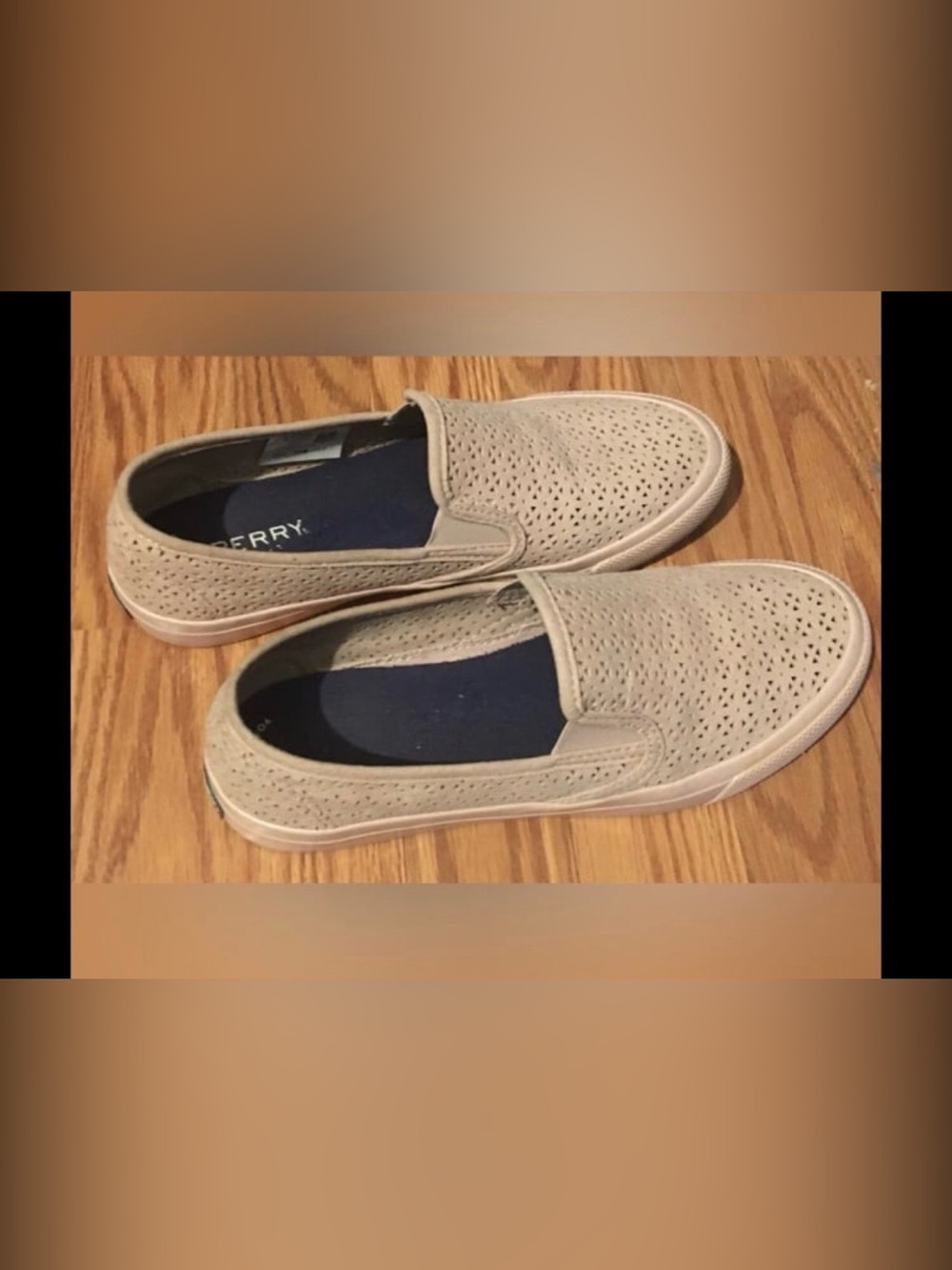 Sperry Perforated Slip-On Loafers in Light Taupe